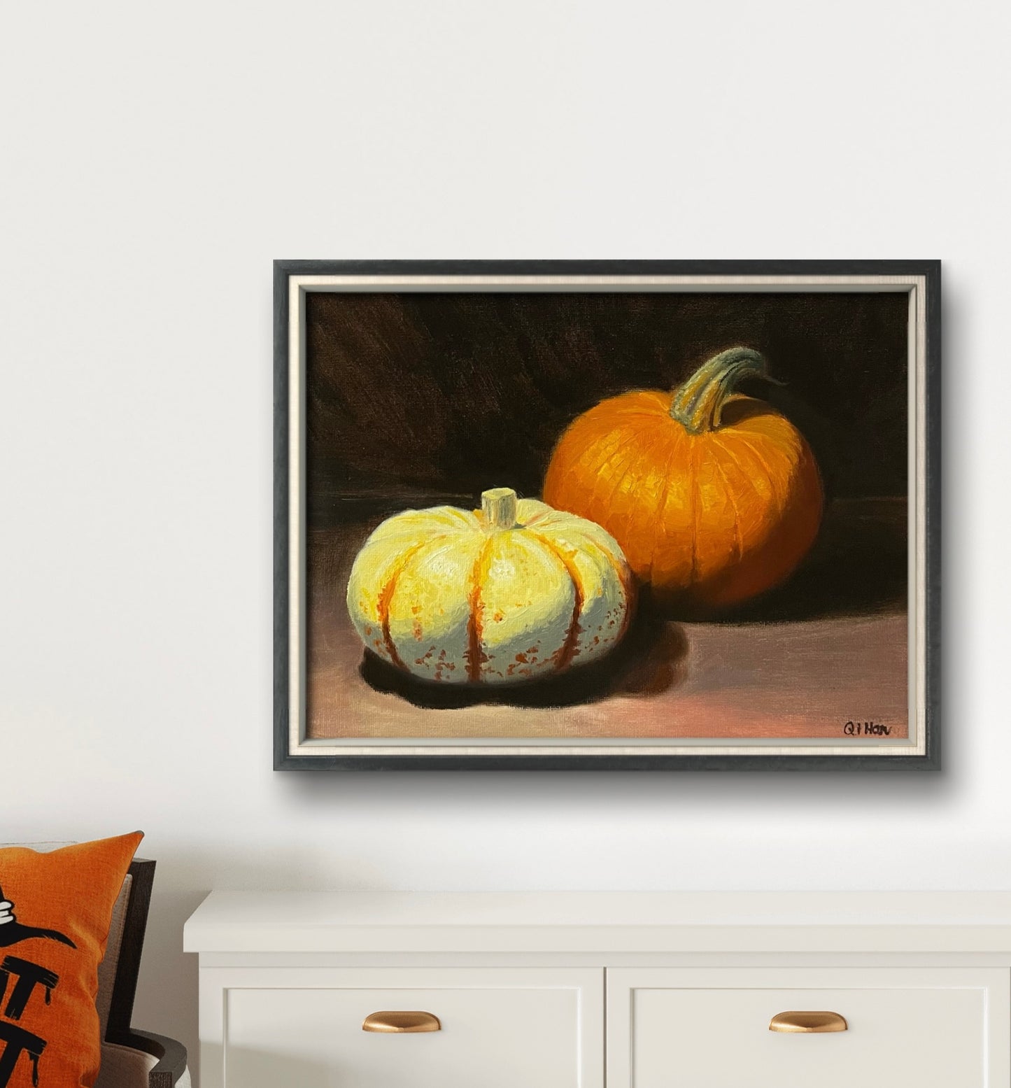 Pumpkin oil painting by qi han mock up